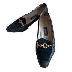 Z1563BALLY バリー ローファー パンプス RECAS 金具付き レザー×スエードブラック レディース 36½サイズ