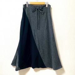 #wnc ソウソウ SOUSOU パンツ M グレー 濃紺 麻混 サルエルパンツ 切替 バイカラー 紐付き 日本製 レディース [955779]
