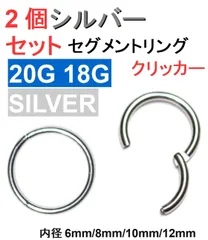 20G 18G シルバー 2個セット セグメントリング クリッカー サージカルステンレス リング ピアス