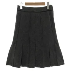 コムサイズム COMME CA ISM スカート フレア 裾ボックスプリーツ ミディ丈 ツイード 起毛 ウール混 グレー ブラック 黒 L