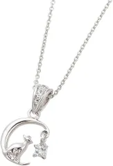 アライブ ネックレス レディース 三日月と猫の誕生石 シルバー925製 天然石 ネコ ムーン バースデーストーン(アクアマリン)