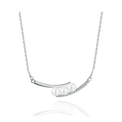 [Cute jewelry　Mei Leaf] 淡水パール 淡水真珠 貝パール ネックレス レディース シルバー925 アジャスター付き (a スマイル型) [a スマイル型]