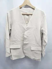 ◇ Θ SAISON DE PAPILLON セゾンドパピヨン 長袖 ノーカラー ジャケット サイズM ベージュ系 レディース E  【1507230003058】