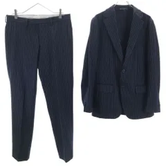 ユナイテッドアローズ グリーンレーベルリラクシング ウール ストライプ柄 スーツ 上下 セットアップ 46/80 ネイビー UNITED ARROWS GREEN LABEL RELAXING メンズ