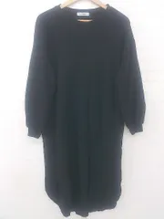 ◇ Ray Cassin レイカズン ワッフル ラフ カジュアル 長袖 膝下丈 ワンピース サイズ F ブラック レディース E  【1305250029948】