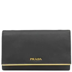 プラダ PRADA チェーンウォレット サフィアーノ メタル ショルダー ウォレット レザー NERO ゴールド金具 黒 SAFFIANO METAL  1M1437 【箱】【中古】