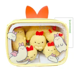 新品 サンエックス すみっコぐらし おでかけすみっコ えびふらいのしっぽ ＆ てのりぬいぐるみ 5種 (進化A/B/C/D/えびふらいのしっぽ) ＋ ロコネコセット