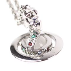 美品 Vivienne Westwood ヴィヴィアンウエストウッド ペッティ オーブ ペンダント ネックレス ガンメタルカラー メンズ レディース 古着 中古 USED