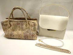 平和屋着物●和装小物　和装バッグ2点　ハンドバッグ　利休バッグ　マグネット式　パール　QUARTER　花柄　逸品　AAAR7806uw