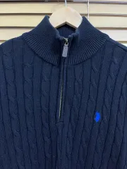 US ポロアセネ メンズ ケーブルハーフジップアップニット L サイズ