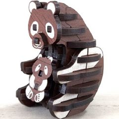 パズル造形　ミニチュア動物「パンダ」　シート貼りＭＤＦオーク（茶）
