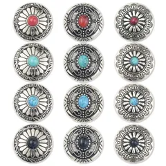 【特価商品】手芸 財布 レザークラフト 30mm ネジ式 ターコイズ 4色12個セット ボタン コンチョ