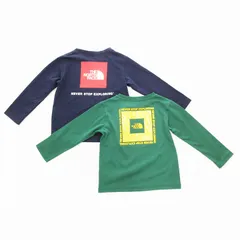 ザノースフェイス THE NORTH FACE 国内正規 Tシャツ2点セット 長袖 バグフリーグラフィックロゴ スクエアロゴ キッズ 男の子 110 紺 ネイビー 緑 グリーン /UO 1113 ■GY14
