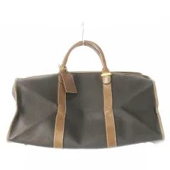 ダンヒル dunhill ボストンバッグ 旅行カバン PVC レザー 革 カデナ IDカードケース 総柄 ヘリンボーン ロゴ 茶 ブラウン /CK2 ■GY18