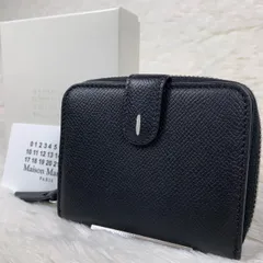 【極美品】Maison Margiela メゾン マルジェラ SA3UI0006 P4745 T8013 二つ折り財布 コンパクト財布 コインケース 小銭入れ レザー ブラック