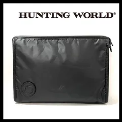 【HUNTING WORLD】セカンドバッグ レザー×ナイロン ブラック/黒 クラッチバッグ ハンティングワールド (SER-5085)