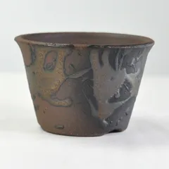 万古焼 金彩3.5号 浅型 幅11cm奥行11cm高さ7.5cm