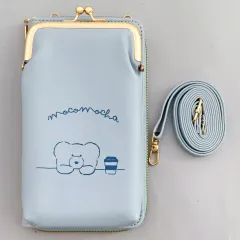 【中古】モバイル雑貨 ブルー ウォレット付きスマホショルダーポーチ 「ほっこりモコモカ」
