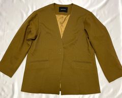 【美品】 SIMPLICITE シンプリシテェ　ノーカラー ジャケット　明るい 茶色  F  フリーサイズ　シンプル　大人　オフィス　通勤　カジュアル