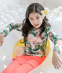 水着 ラッシュガード キッズ 上下セット ラッシュガード セット 女の子 花柄 2点セット 長袖 水着 女の子 セパレート 子供 水着 上下セット 子供 女の子 水着 みずぎ 子ども 水着 みずぎ 吸水速乾 水泳授業 gangpu01