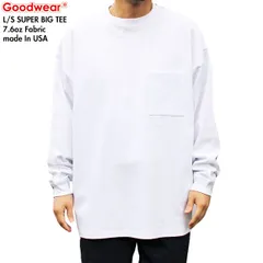 Goodwear グッドウェア 2024年モデル 2W7-0502 USAコットン袖リブSUPER BIGポケットロンT 6WHITE L
