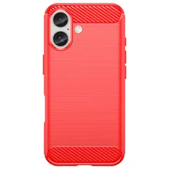 iPhone16 Plus ケース カーボン調 薄型 耐衝撃 ソフト ケース 【Color】レッド