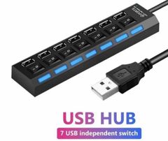 新品未使用 USB 7ポート ハブ 黒 コンパクト 充電器 スイッチ 増設 HUB