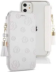 iPhone14 手帳型ケース おしゃれ マグネット無し 花柄 和柄 6.1インチ対応 エンボス工芸 iPhone14 カバーケース シンプル 使いやすい 真珠タッセル付き スマートフォン携帯カバー 化粧鏡付き おしゃれケース アイフォン1