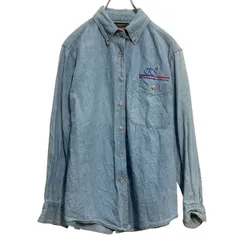 Wrangler 長袖 刺繍シャツ ラングラー ブルー レディース S ボタンダウン ポケット 古着卸 アメリカ仕入 a701-5666のサムネイル