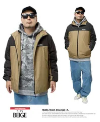 【新品】 【2L～5L ベージュ(18)】 コンバース(CONVERSE) 薄中綿 パーカー ブルゾン メンズ 大きいサイズ 防風 撥水加工 保温 静電気軽減 ジップアップ ジャケット 中綿ジャケット