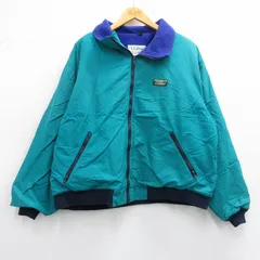 XL/古着 エルエルビーン LLBEAN 長袖 ナイロン ウォームアップ ジャケット メンズ 80s ワンポイントロゴ 緑他 グリーン 内側フリース spe 2