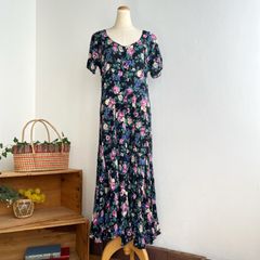 ハーモニカ☆花柄刺繍パネルプリントとプリーツ加工のシャーリング