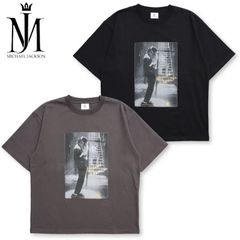 新品 メンズ マイケルジャクソン Michael Jackson フォトプリント 箔プリント 半袖 Tシャツ 半袖Tシャツ ティーシャツ キングオブポップ MJ バンドT ユニセックス レディース グレー チャコール 黒 ブラック