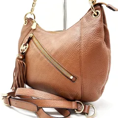 【良品】 Michael Kors マイケルコース 2way ハンドバッグ ショルダーバッグ フリンジ チャーム レザー 革 ブラウン 茶色 ゴールド金具 レディース