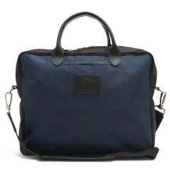 LONGCHAMP レザー ビジネスバッグ ブラック/ブルー LONGCHAMP ロンシャン レザー 2WAY ビジネスバッグ ブラック