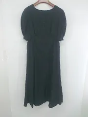 ◇ any SiS エニィスィス レースアップ スクエアネック 半袖 膝下丈 ワンピース サイズ2 ブラック レディース P  【1307150013720】