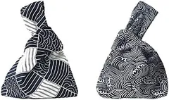 【在庫処分】[Jinmoioy] 和柄 ポーチ 浴衣 バッグ ミニ 和風小物入れ 和小物 バック 巾着袋 小銭入れ 2枚セット ハンドバッグ レディース 小さめ カバン 手持ちポーチ 和装 メンズ レディース 花火大会用 和装バッグ