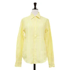 POLO Ralph Lauren ポロ ラルフローレン シャツ イエロー ホワイト サイズ:XXS / ストライプ柄 リラックスド フィット リネン シャツ / レギュラーカラー 長袖 ポニー刺繍 / トップス【レディース】【中古】