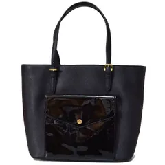 マイケルコース バッグ MICHAEL KORS コーティング パテント レザー スナップ ポケット トート ショルダー ハンドバッグ ブラック 35H6GTTT3L