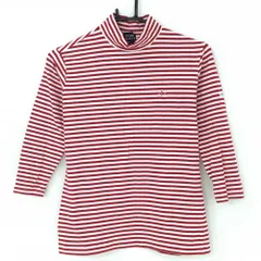 ★特価★パーリーゲイツ 長袖ハイネックシャツ 白×レッド ボーダー 七分袖  レディース 1(M) ゴルフウェア PEARLY GATES