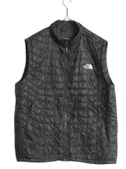 【お得なクーポン配布中!】 US企画 ノースフェイス 中綿 キルティング ナイロン ベスト メンズ L / The North Face 前開き 重ね着 サーモボール パッカブル ブラック