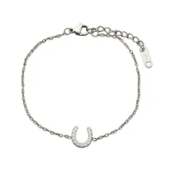 【シルバー×ワンサイズ】[Cream dot. クリームドット公式] ブレスレット レディース ステンレス製 金属アレルギー つけっぱなし サージカルステンレス チェーン 馬蹄 ビジュー ホースシュー 大人 上品