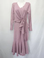 ◇ ⊇ ROYAL PARTY ロイヤルパーティー マーメイド 長袖 膝下丈 ニット ワンピース サイズFS ピンク レディース E  【1409250034176】