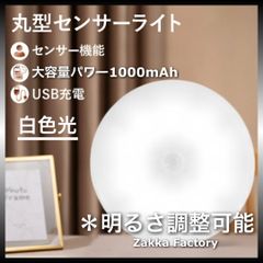 ＊パッと自動点灯＊ 白色光 丸型 LEDセンサーライト 充電式 人感センサー ライト /ライト 棚 階段 自動点灯 照明 クローゼット センサーライト