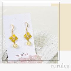 ♢菜の花ピアス/イヤリング♢ 天然石 : イエロークラッククォーツ 匿名配送
