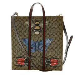 グッチ GUCCI GGスプリーム シェリーライン PVCトートバッグ ショルダー 2WAY 昆虫 茶 ブラウン マルチカラー 493610 /AQ ■OS ■OH