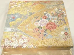 平和屋着物●西陣　長嶋成織物　六通柄袋帯　唐織　春秋雅苑文　金糸　正絹　逸品　未使用　CAAX0544yk