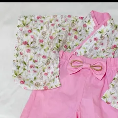ベビー袴　ハンドメイド　ベビー着物　ピンク花柄　60 70 80サイズ