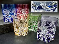 MZ695) カガミクリスタル 江戸切子 サンクラール ロックグラス 5客 セット 現状品