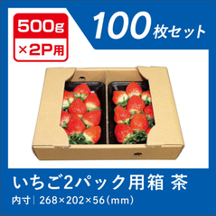 いちご ダンボール 500g×2パック 用 苺 ケース 段ボール 箱 梱包 出荷 茶 100枚 業務用 ダンボール箱 仕切り フタ イチゴ 通販 ワン サイズ 野菜 果物 フリマ